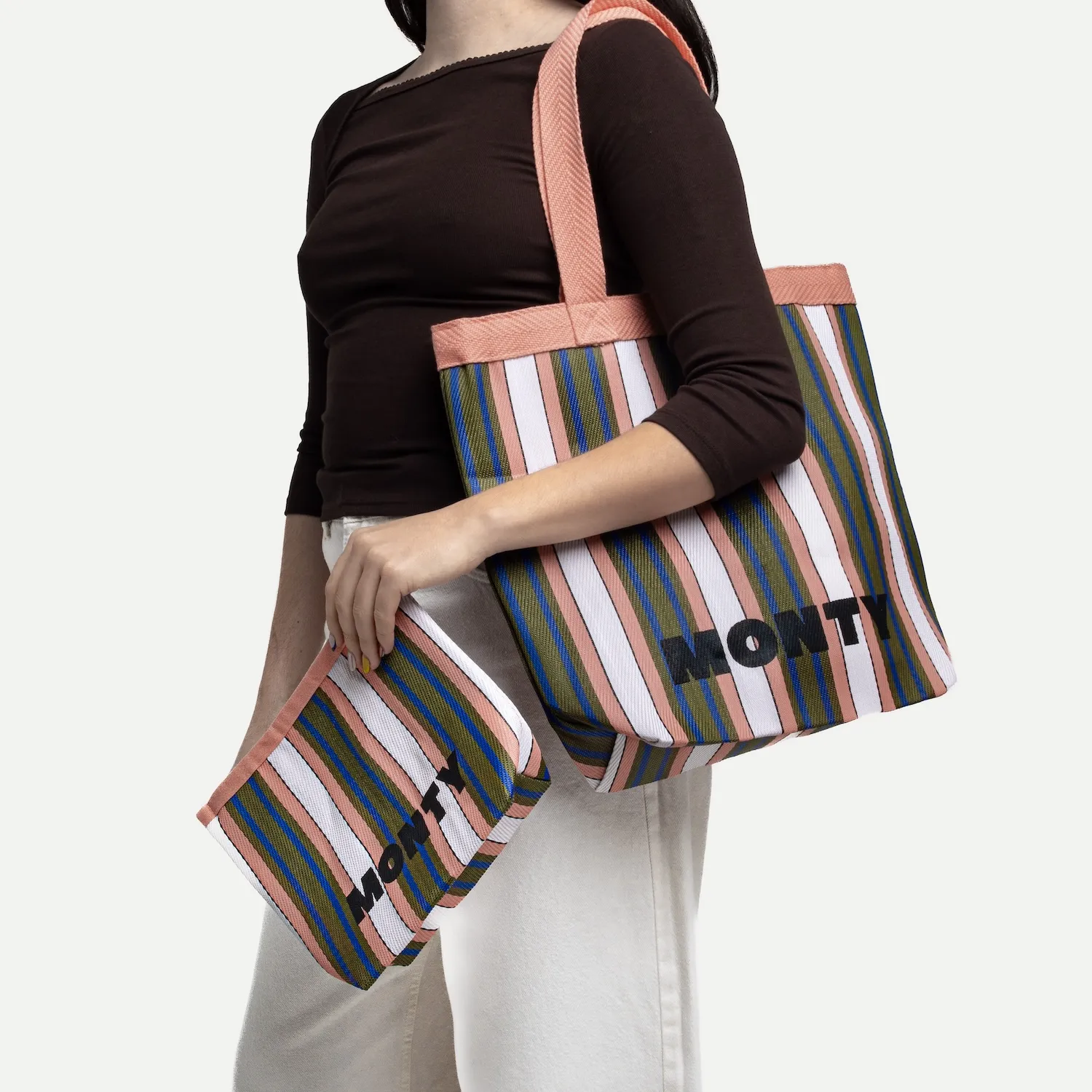 Shopper Recycled Nylon - Peach Frost & Khaki - Image 5